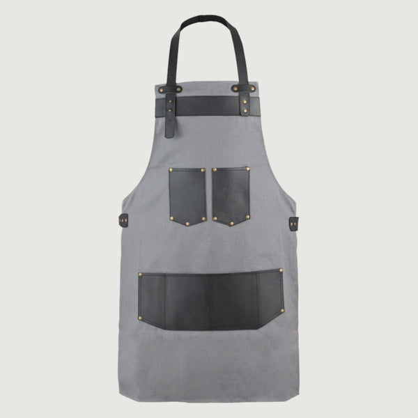 The Oxfordshire Grey Canvas Apron With Black Pocket Apron